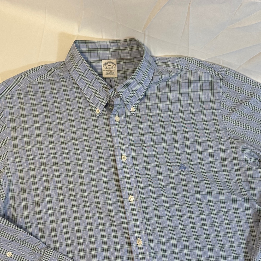 Brooks Brothers Blue and Green Checkered Shirt